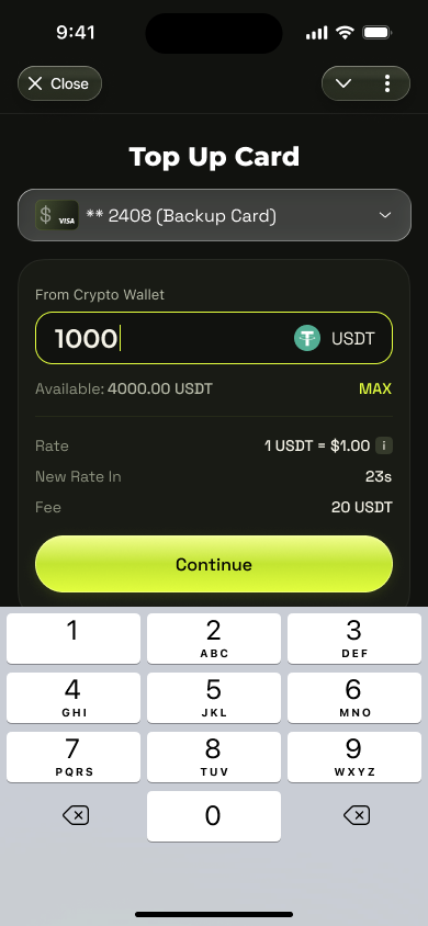 Illustration of top-up screen